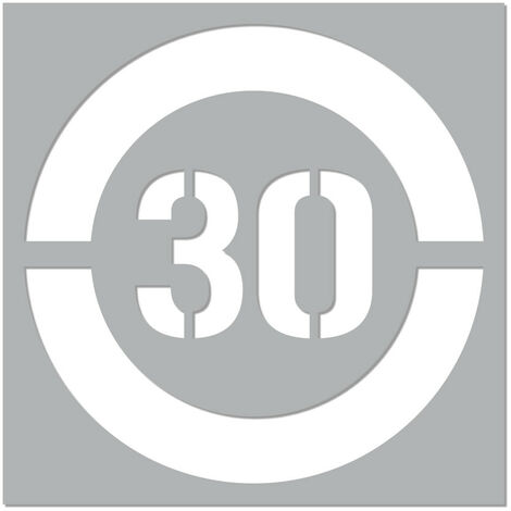 Pochoir Vitesse Limitée (W0215). Pochoir de Marquage au Sol Limitation Vitesse. Taille au Choix. PVC Expansé 5mm - 30 km/h - 800 x 800 mm (1/5)
