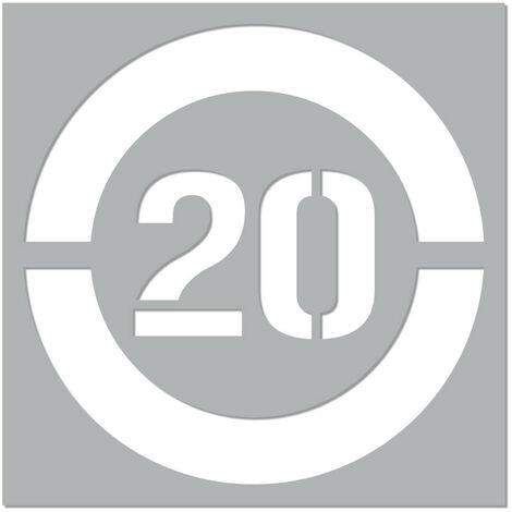 Pochoir Vitesse Limitée (W0215). Pochoir de Marquage au Sol Limitation Vitesse. Taille au Choix. PVC Expansé 5mm - 20 km/h - 300 x 300 mm