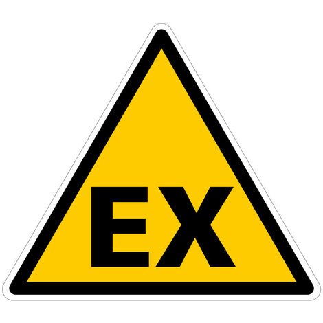 Panneau danger EX matières explosives ATEX - Adhésif - 125 x 125 mm - Conforme ISO 7010