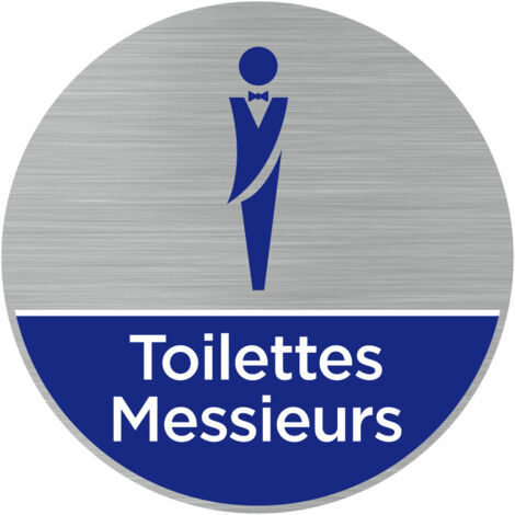 Pictogramme Toilettes Hommes (Q0465).- Plaque aluminium brossé - Diamètre 76 mm