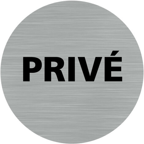 Pictogramme Privé (Q0194).- Plaque aluminium brossé - Diamètre 83 mm