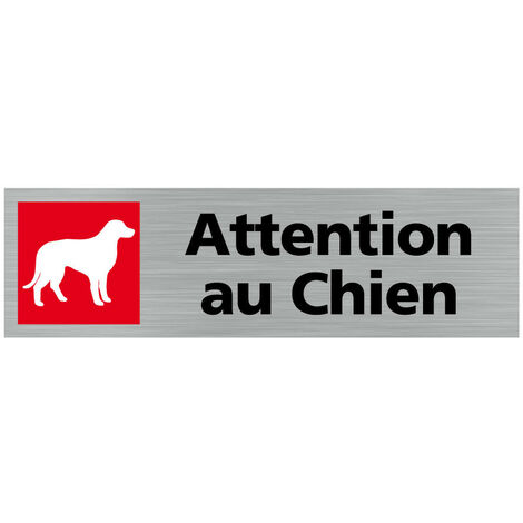 Pictogramme ATTENTION AU CHIEN (Q0153).- Plaque aluminium brossé -