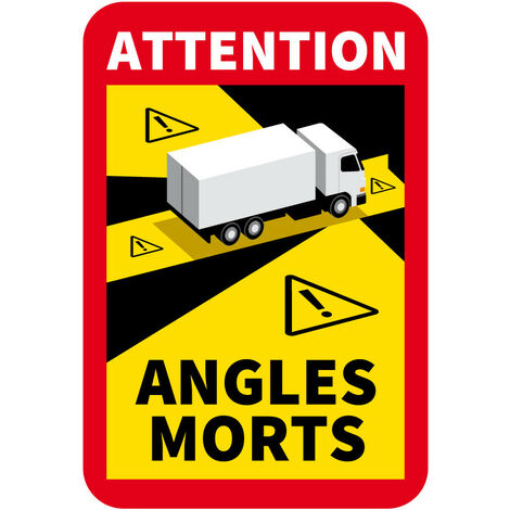 Autocollants Attention Angles Morts Poids Lourds (M0374). A l'unité .  - A l'unité