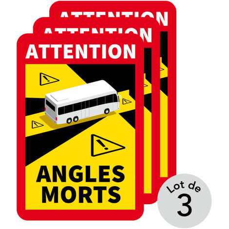 Autocollants Attention Angles Morts Autobus (M0375). Lot de 3 . - Lot de 3