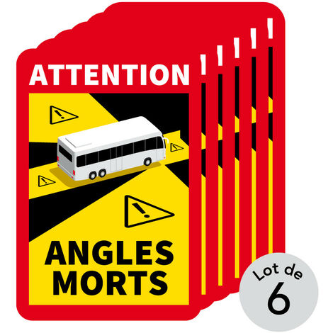Autocollants Attention Angles Morts Autobus (M0375). Lot de 6 . - Lot de 6