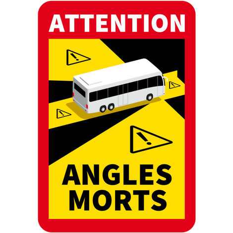 Autocollants Attention Angles Morts Autobus (M0375). A l'unité .  - A l'unité