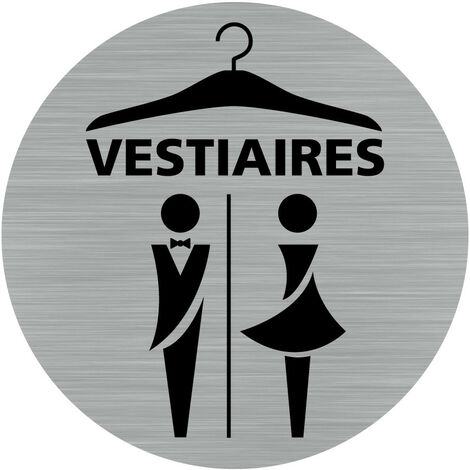 Pictogramme Vestiaires (Q0461).- Adhésif aspect aluminium brossé - Diamètre 83 mm
