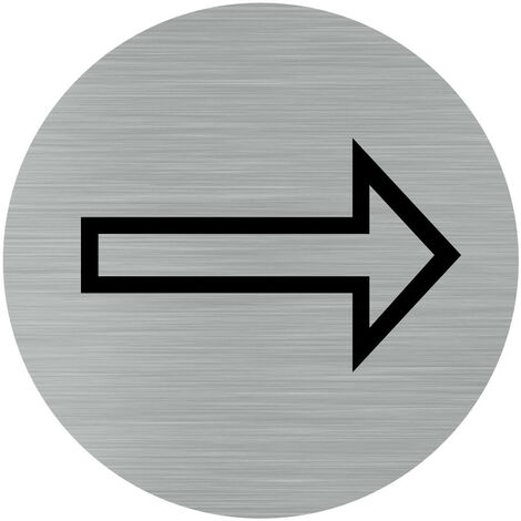 Pictogramme FLÈCHE / DIRECTION (Q0186).- Adhésif aspect aluminium brossé - Diamètre 76 mm