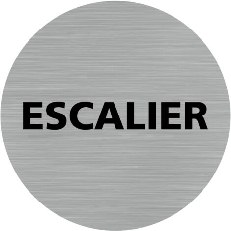 Pictogramme Escalier (Q0450).- Plaque aluminium brossé - Diamètre 76 mm