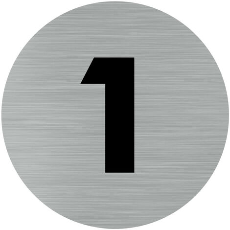 Pictogramme chiffre 1 (Q0304).- Adhésif aspect aluminium brossé - Diamètre 76 mm