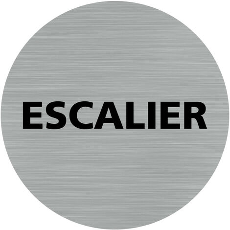Pictogramme Escalier (Q0450).- Adhésif aspect aluminium brossé - Diamètre 76 mm
