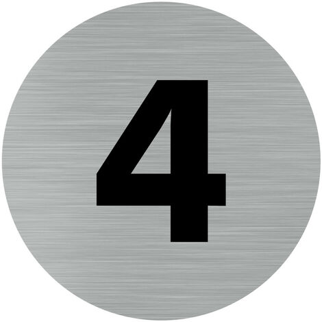 Pictogramme chiffre 4 (Q0307).- Adhésif aspect aluminium brossé - Diamètre 76 mm