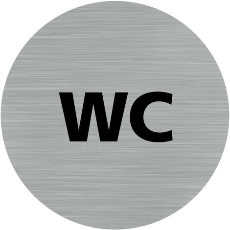 Pictogramme WC (Q0182).- Plaque aluminium brossé - Diamètre 83 mm