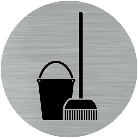 Pictogramme Local Ménage (Q0175).- Plaque aluminium brossé - Diamètre 76 mm (1/5)