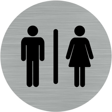 Pictogramme Homme/Femme (Q0178).- Plaque aluminium brossé - Diamètre 76 mm