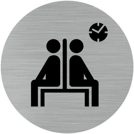 Pictogramme Salle d'Attente (Q0171).- Adhésif aspect aluminium brossé - Diamètre 76 mm