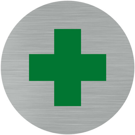 Pictogramme PREMIERS SECOURS (Q0190).- Plaque aluminium brossé - Diamètre 76 mm (1/5)