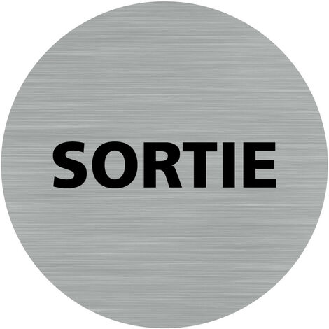 Pictogramme Sortie (Q0452).- Plaque aluminium brossé - Diamètre 76 mm (1/5)