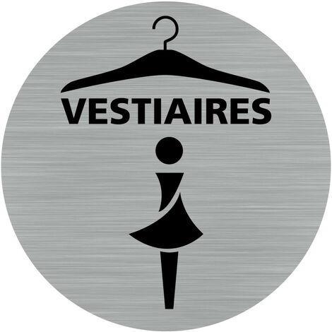 Pictogramme Vestiaires Femmes (Q0459).- Plaque aluminium brossé - Diamètre 83 mm