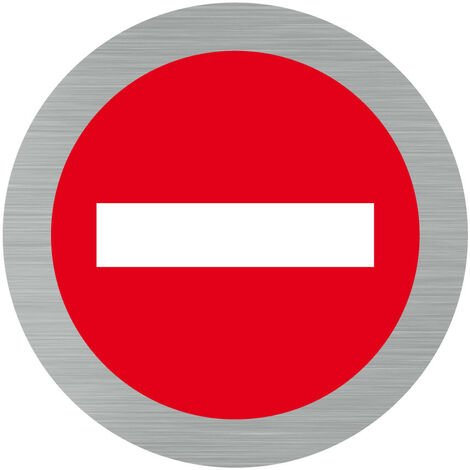 Pictogramme SENS INTERDIT (Q0189).- Plaque aluminium brossé - Diamètre 83 mm (1/5)
