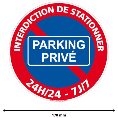 Panneau Stationnement Interdit Plastique Pvc 1 Mm - Diam. 300 Mm Signalisation Prépercée Avec