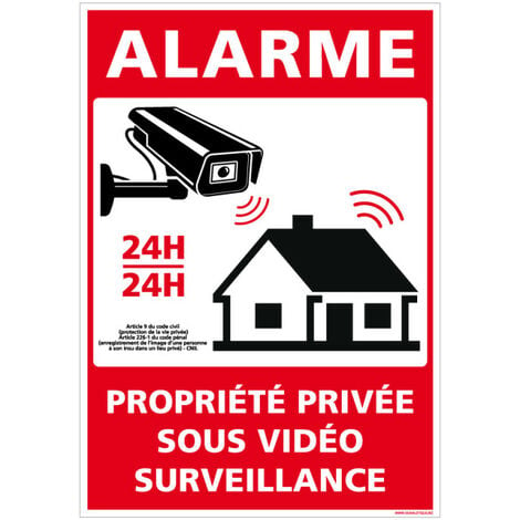 Lot de 4 Autocollants Alarme - Adhésif de Sécurité - Surveillance  Électronique 24h/24 - Gardiennage et Intervention - 80