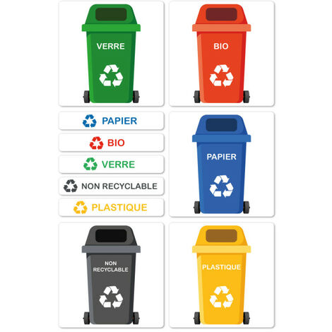Étiquettes adhésives pour poubelles de tri sélectif (I0888) - 100 x 100 mm