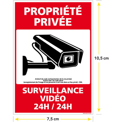 Autocollant alarme maison – Etiquette site sous vidéo surveillance –  Stickers, affiche adhesif - 8,5 x 5,5 cm (6)