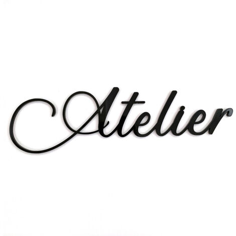 Plaque de Porte Maison Toilettes, Salon, Chambre, Buanderie, Bain, Cuisine- Noir - Atelier