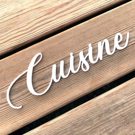 Plaque de Porte Maison Toilettes, Salon, Chambre, Buanderie, Bain, Cuisine- Blanc - Cuisine
