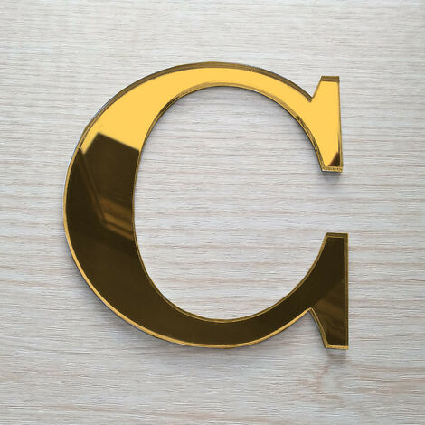 Lettre Miroir Or Décorative Plexiglass.- C - 10 cm