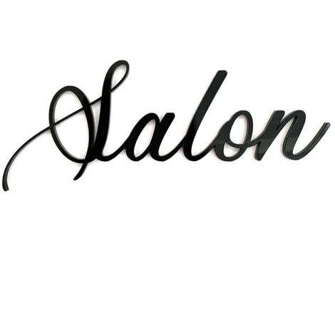 Plaque de Porte Maison Toilettes, Salon, Chambre, Buanderie, Bain, Cuisine- Noir - Salon