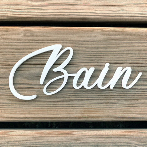 Plaque de Porte Maison Toilettes, Salon, Chambre, Buanderie, Bain, Cuisine- Blanc - Bain