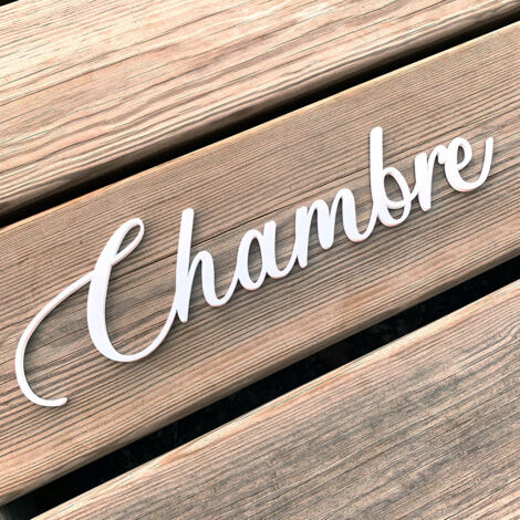Plaque de Porte Maison Toilettes, Salon, Chambre, Buanderie, Bain, Cuisine- Blanc - Chambre