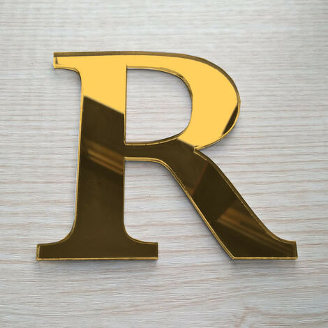 Lettre Miroir Or Décorative Plexiglass.- R - 10 cm