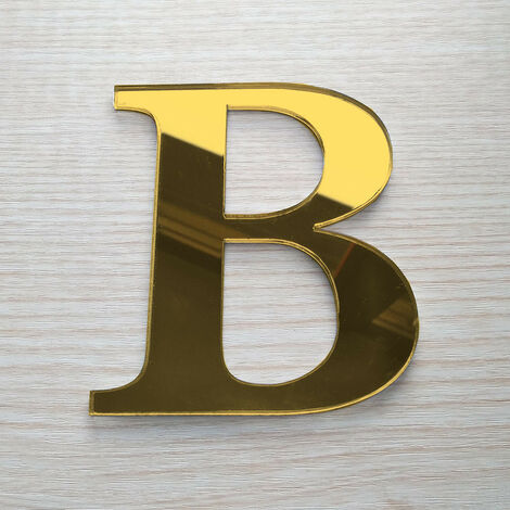 Lettre Miroir Or Décorative Plexiglass.- B - 10 cm