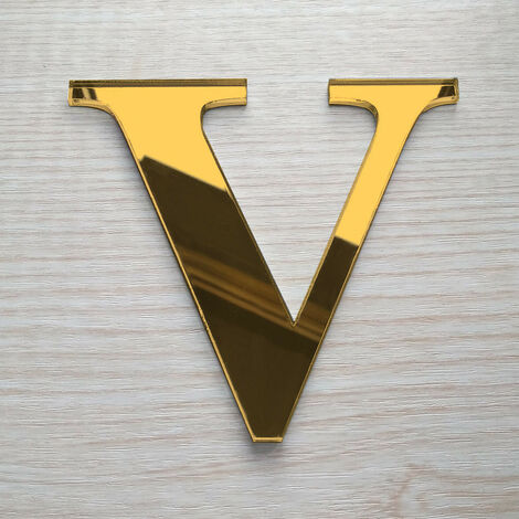 Lettre Miroir Or Décorative Plexiglass.- V - 10 cm