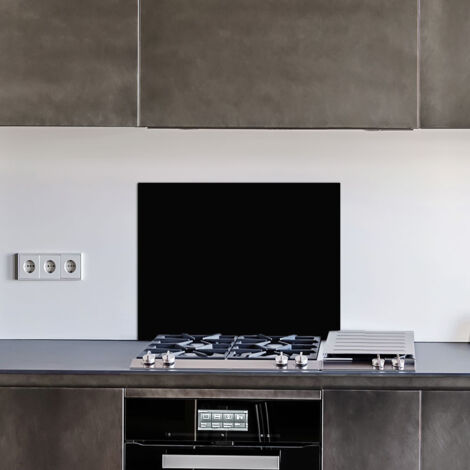 Crédence cuisine en aluminium - Pose autocollante noir 90 x 70 Noir (1/4)