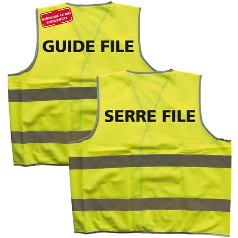 LOT DE 1 GILET GUIDE FILE ET 1 GILET SERRE FILE (1xWC1390GF + 1xWC1390SF).- Jaune - XL