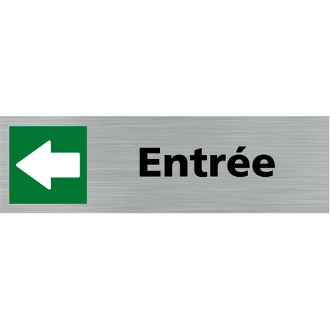 Pictogramme Entrée flèche vers la gauche (Q0296).- Adhésif aspect aluminium brossé -
