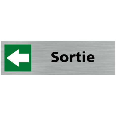 Pictogramme SORTIE VERS LA GAUCHE (Q0382).- Adhésif aspect aluminium brossé - (1/5)