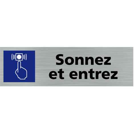 Pictogramme SONNEZ ET ENTREZ Q0239 Adh sif Aspect Aluminium Bross 