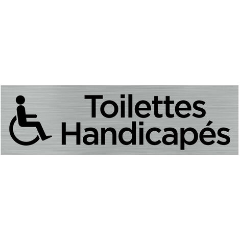Pictogramme TOILETTES HANDICAPES (Q0064).- Adhésif aspect aluminium brossé - (1/5)