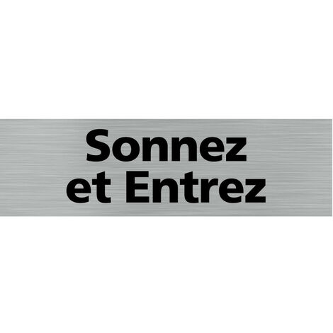 Pictogramme SONNEZ ET ENTREZ (Q0141).- Adhésif aspect aluminium brossé -