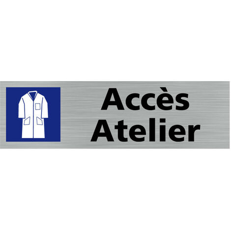 Pictogramme ACCES ATELIER (Q0254).- Plaque aluminium brossé - (1/5)