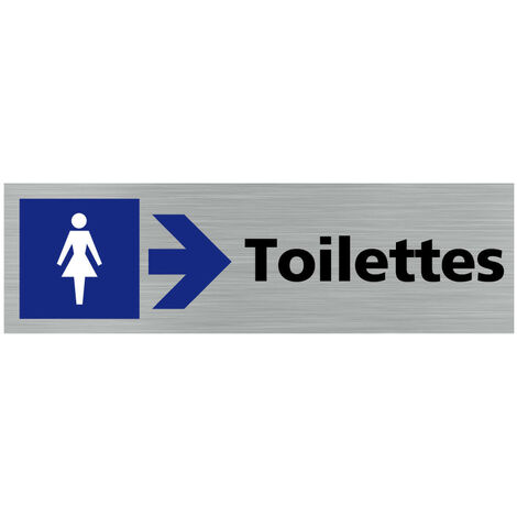 Pictogramme TOILETTE FEMME FLECHE VERS LA DROITE (Q0409).- Plaque aluminium brossé -