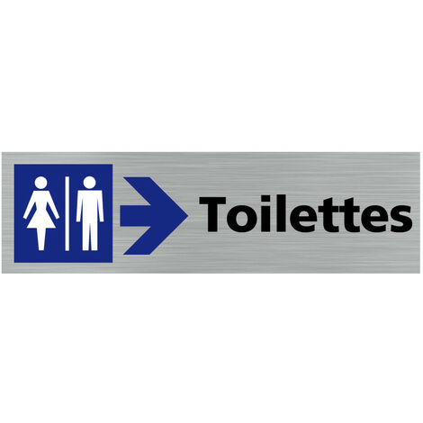 Pictogramme TOILETTES FLECHE VERS LA DROITE (Q0411).- Plaque aluminium brossé -