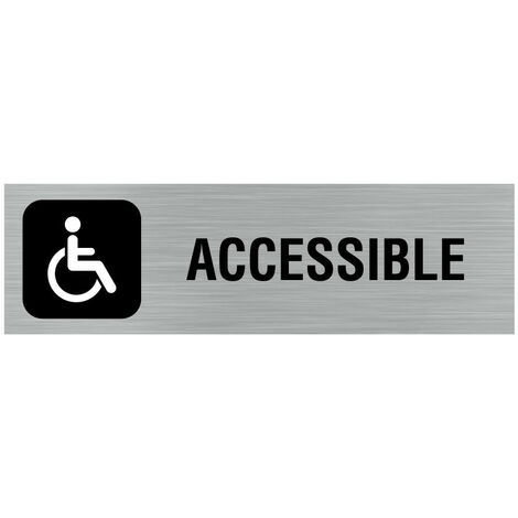 Pictogramme Logo PMR Accessible (Q0434).- Plaque aluminium brossé - (1/5)