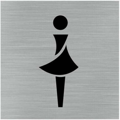 Pictogramme Toilettes Pictogramme Femme (Q1047). Signalisation Porte 150 x 150 mm. Autocollant souple ou plaque alu brossé 2 mm ep. - Adhésif aspect aluminium brossé