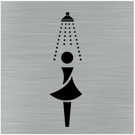 Pictogramme Douche .- Plaque aluminium brossé - (1/5)